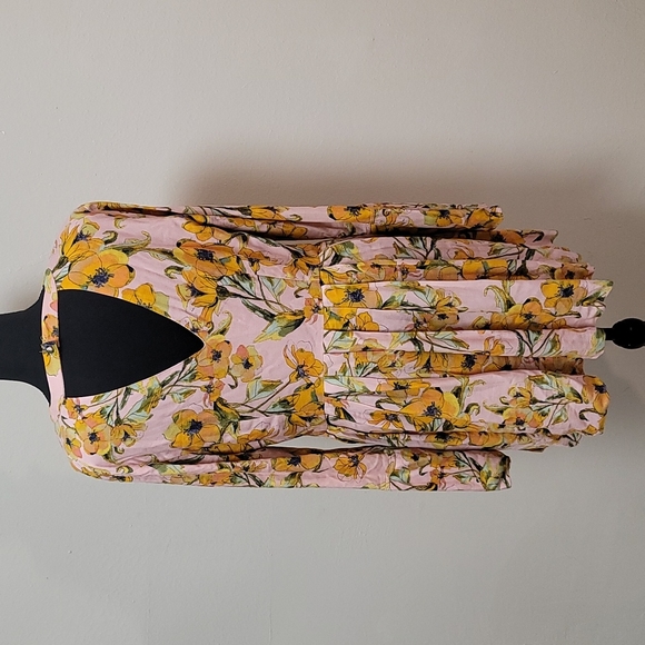 Free People Tegan Pink Floral Long Sleeve Dress Size 10 - Picture 4 of 6